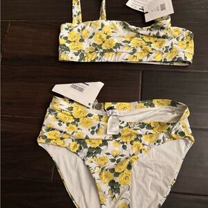 Onia Yellow Floral Bikini 3 piece Set ! NWT!!!